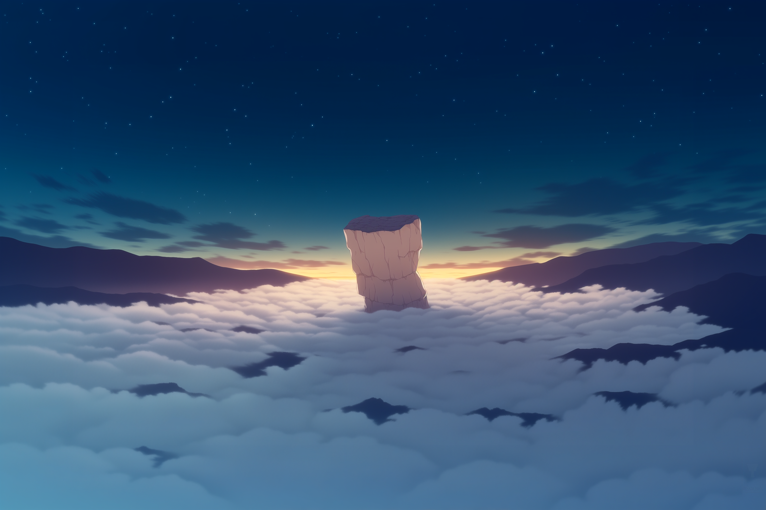 Night sky with rock formation