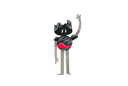 Pebble character waving